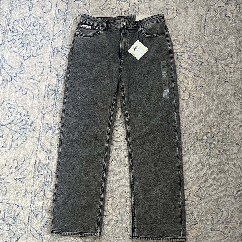 Calvin Klein Jeans Women's Straight-Leg Washed Black Denim